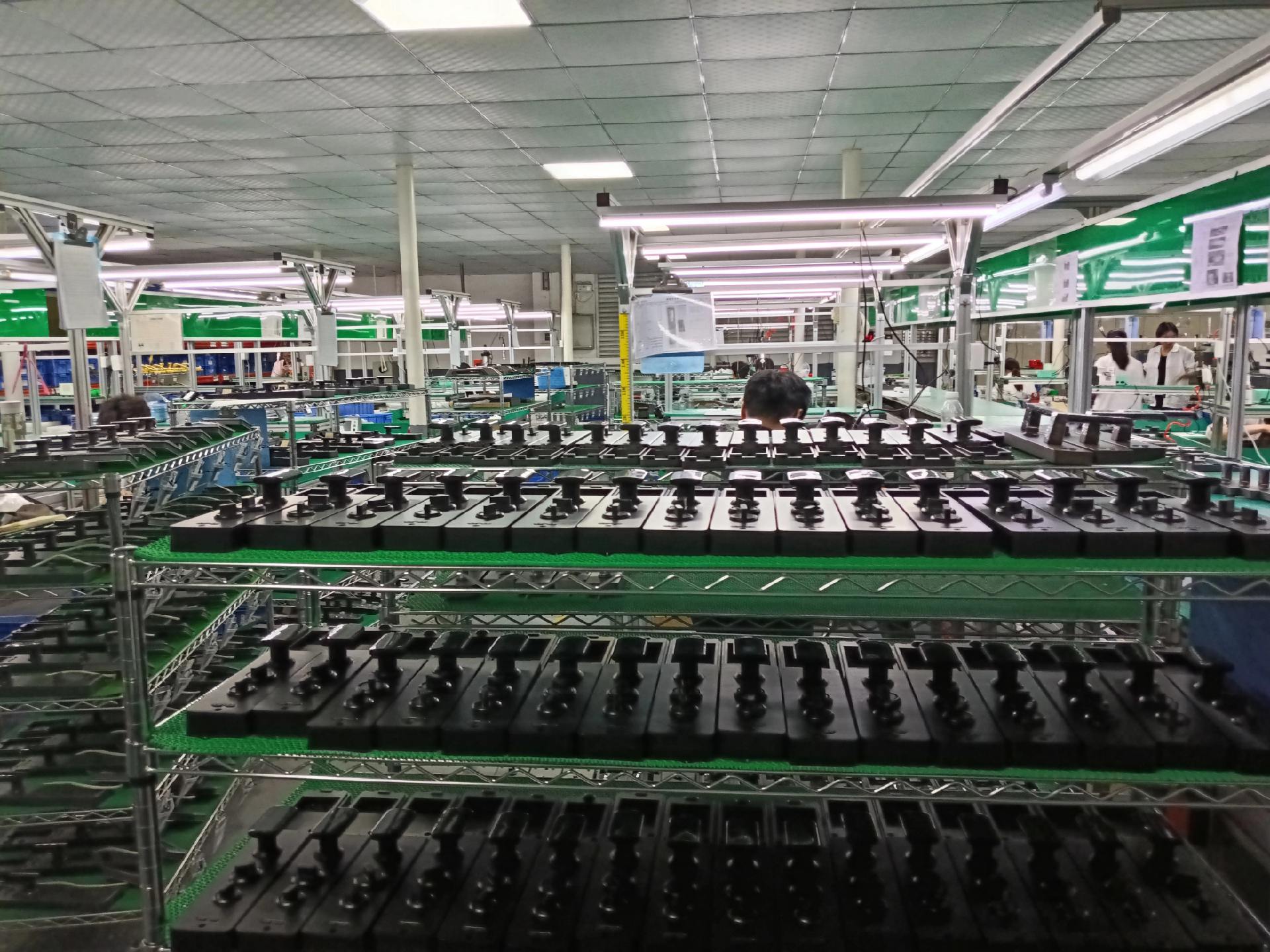 Smart lock production workshop floor and assembly stations